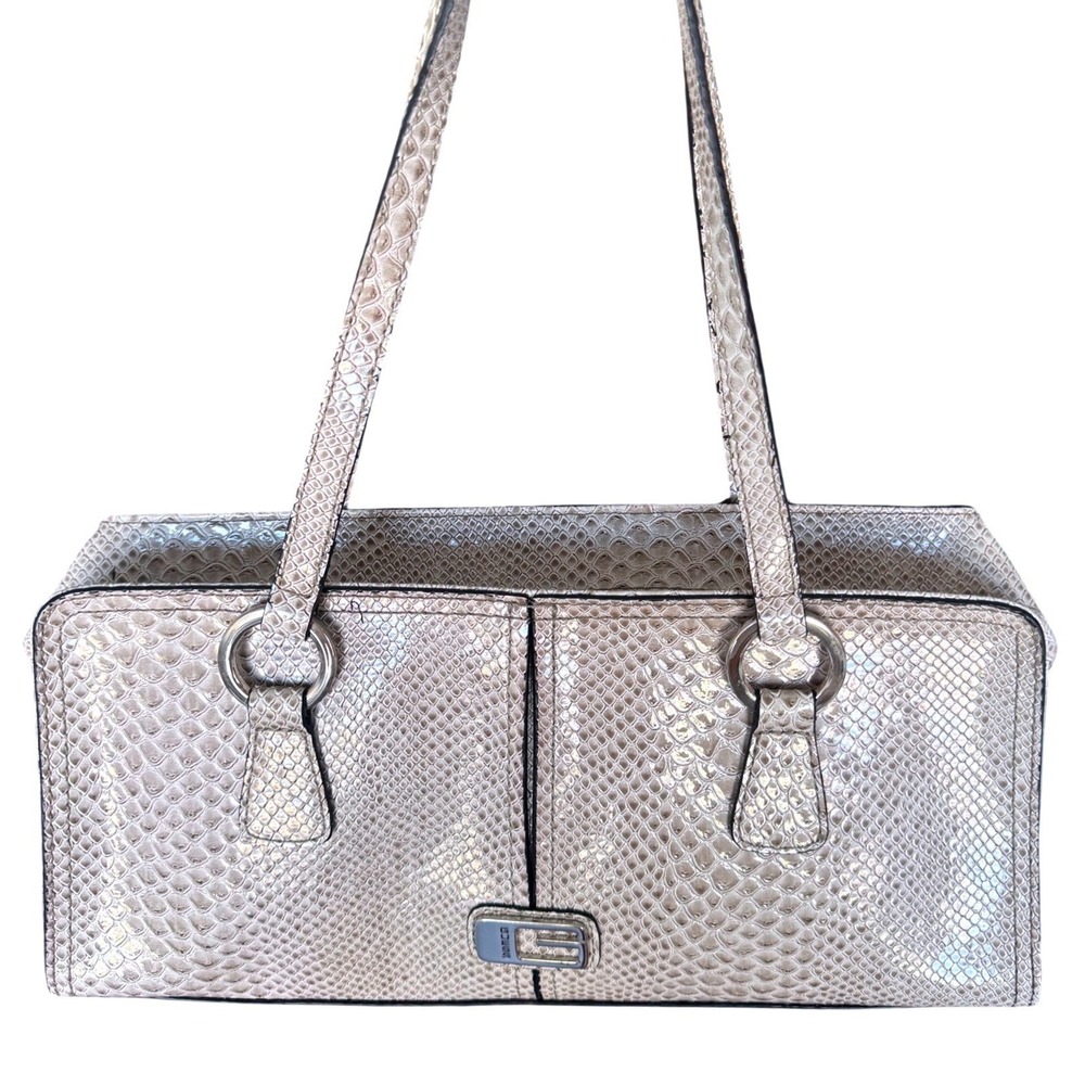Y2K Guess Snakeskin Shoulder Bag Grunge Embossed 2000s Baguette Purse Vintage